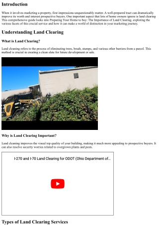 Preparing Your Residential Property offer for sale: The Value of Land Clearing
