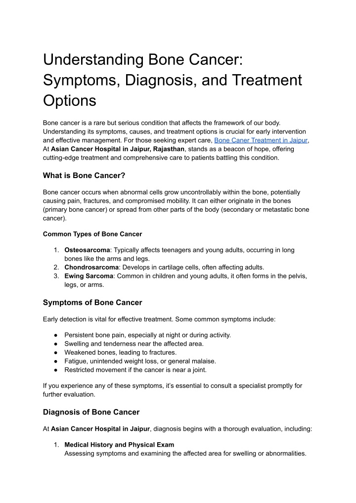 understanding bone cancer symptoms diagnosis