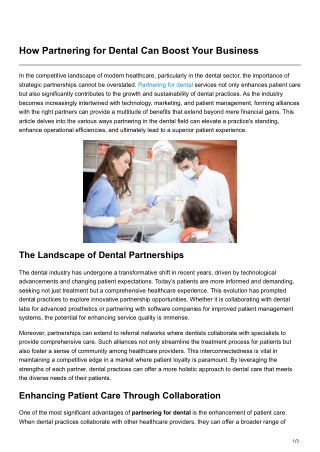 How Partnering for Dental Can Boost Your Business