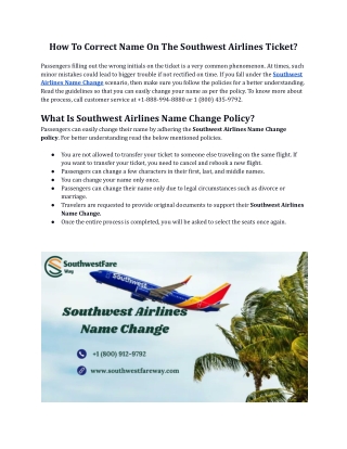 how to correct name on the southwest airlines