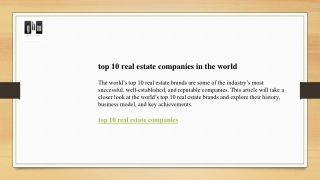 top 10 real estate companies in the world