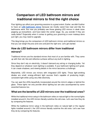Comparison of LED bathroom mirrors and traditional mirrors to find the right choice