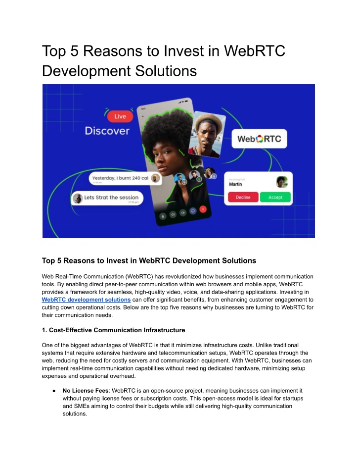 top 5 reasons to invest in webrtc development