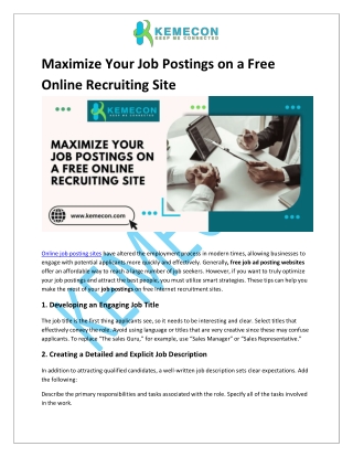 Maximize Your Job Postings on a Free Online Recruiting Site