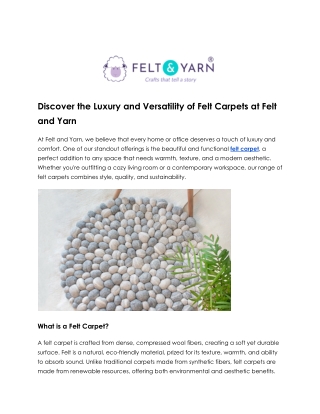 Discover the Luxury of 108 Felt Carpets for Every Room