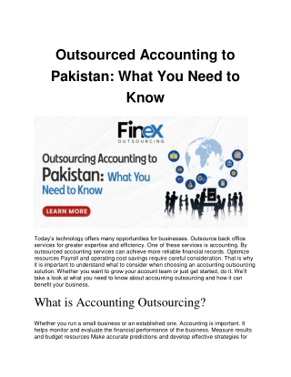 Outsourced Accounting to  Pakistan: What You Need to  Know