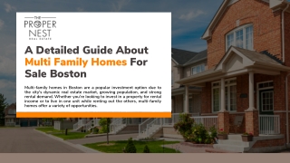 A Detailed Guide About Multi Family Homes For Sale Boston