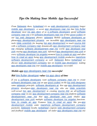 tips on making your mobile app successful