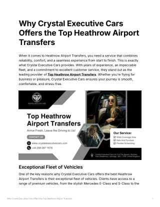 Why Crystal Executive Cars Offers the Top Heathrow Airport Transfers