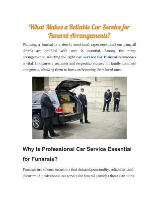 What Makes a Reliable Car Service for Funeral Arrangements