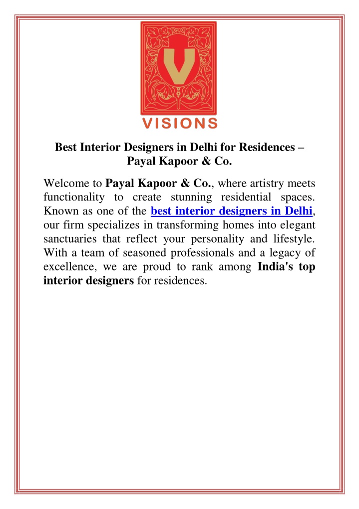 best interior designers in delhi for residences