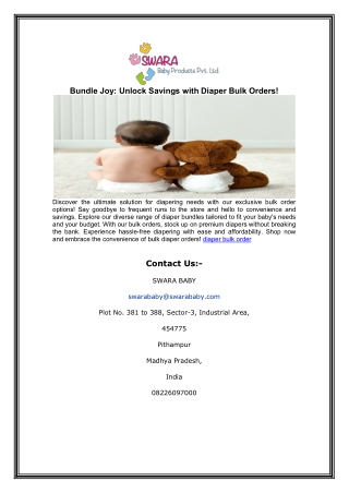 Bundle Joy: Unlock Savings with Diaper Bulk Orders!