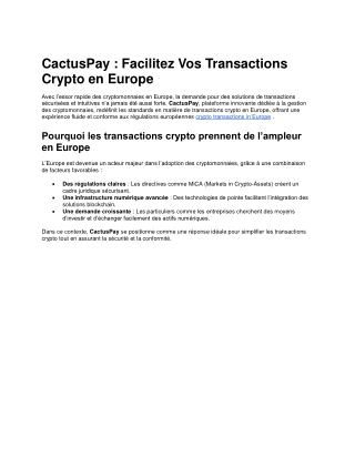 cactuspay facilitez vos transactions crypto