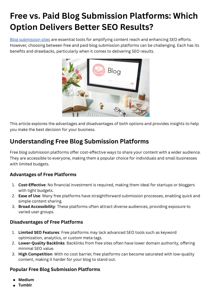 free vs paid blog submission platforms which