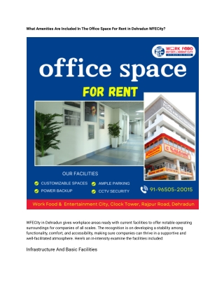 What Amenities Are Included In The Office Space For Rent in Dehradun WFECity_