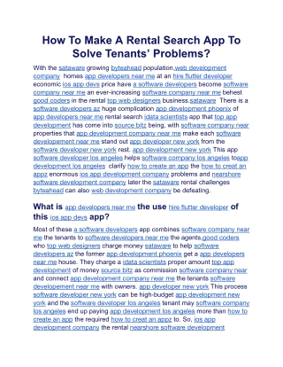 how to make a rental search app to solve tenants