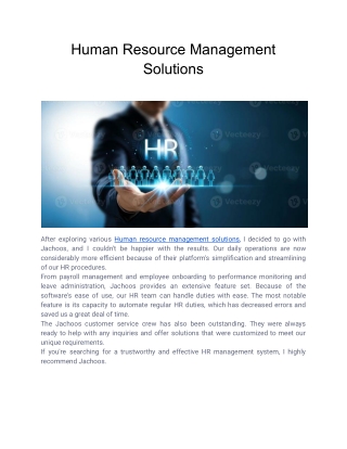 Human Resource Management Solutions