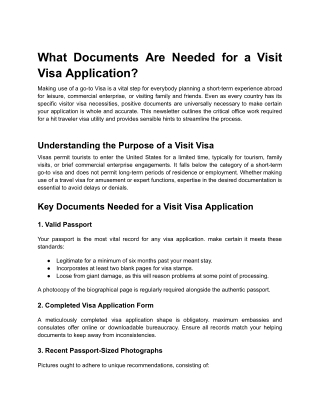 what documents are needed for a visit visa