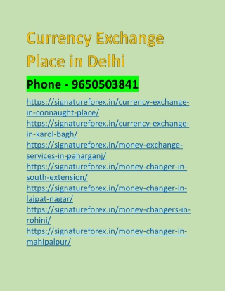 Currency Exchange Place in Delhi