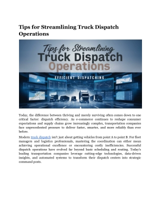 tips for streamlining truck dispatch operations