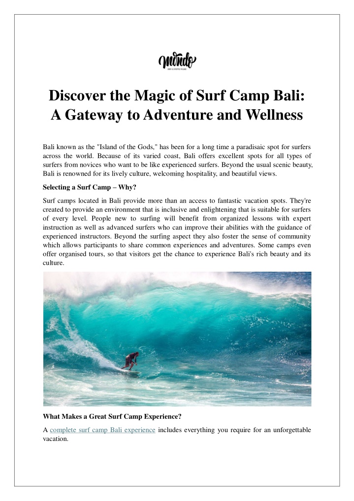 discover the magic of surf camp bali a gateway