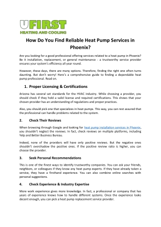 How Do You Find Reliable Heat Pump Services in Phoenix