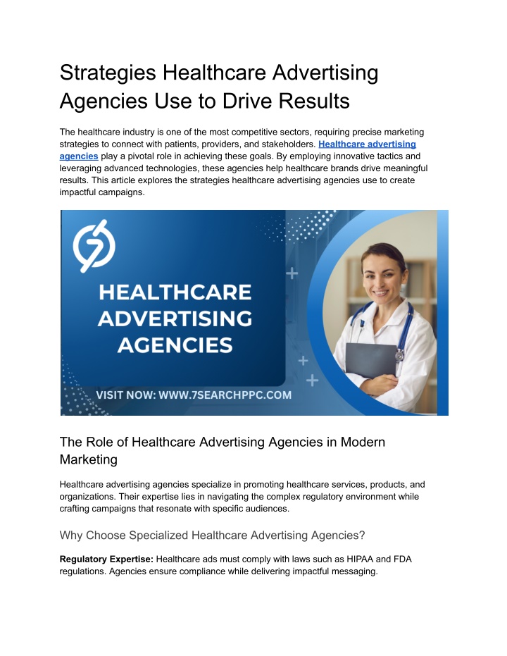 strategies healthcare advertising agencies