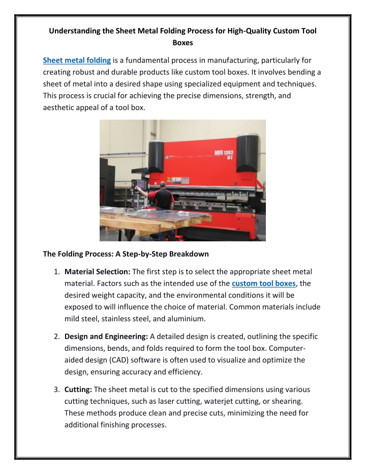 understanding the sheet metal folding process