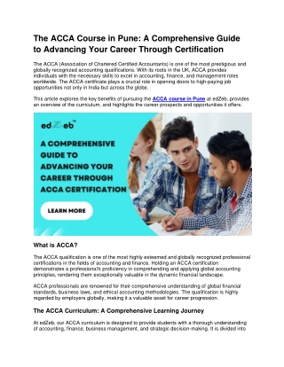 the acca course in pune a comprehensive guide