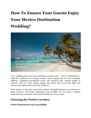 How to Ensure Your Guests Enjoy Your Mexico Destination Wedding_