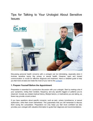 Tips for Talking to Your Urologist About Sensitive Issues