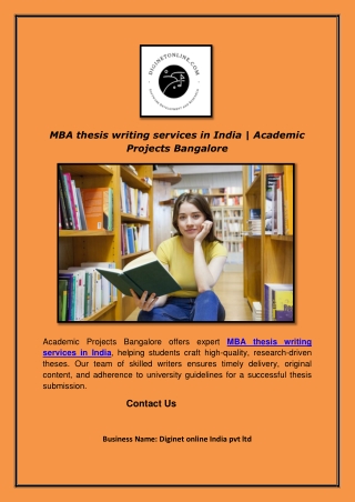 MBA thesis writing services in India | Academic Projects Bangalore