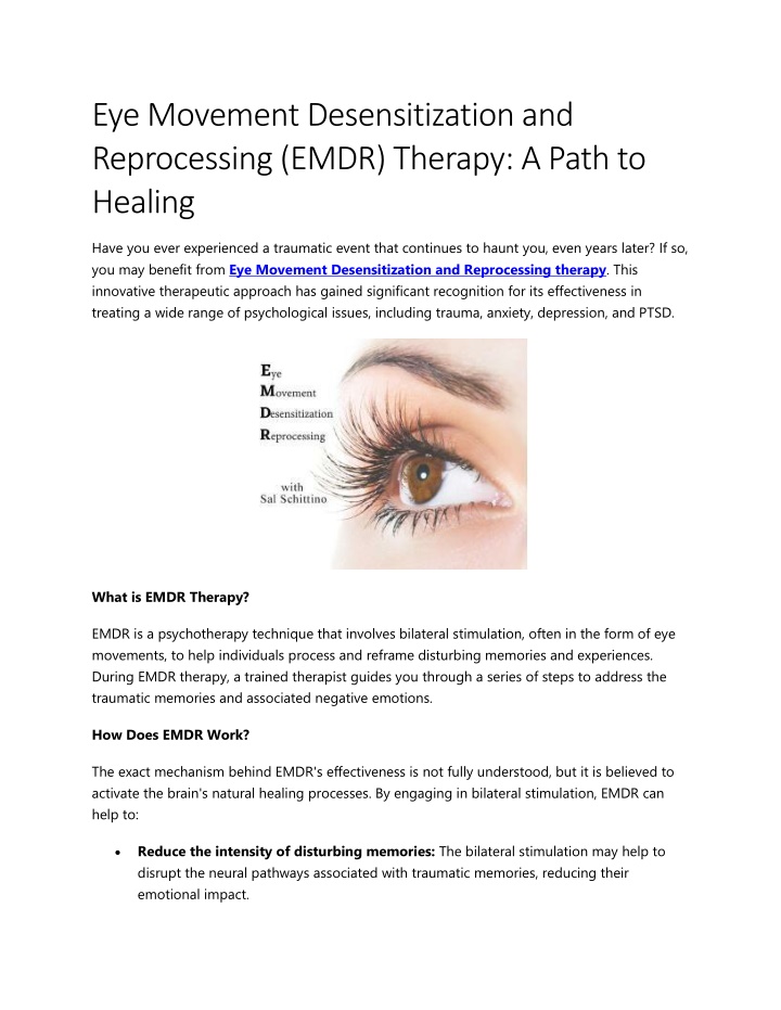 eye movement desensitization and reprocessing