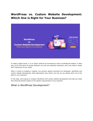 WordPress vs. Custom Website Development Which One is Right for Your Business