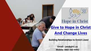 give to hope in christ and change lives