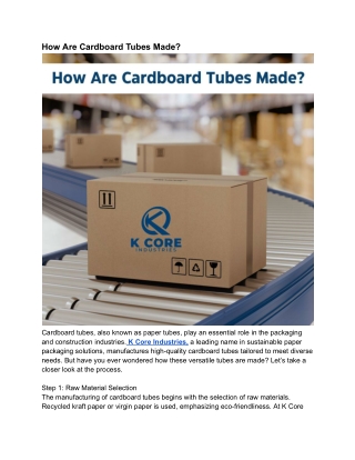 How Are Cardboard Tubes Made