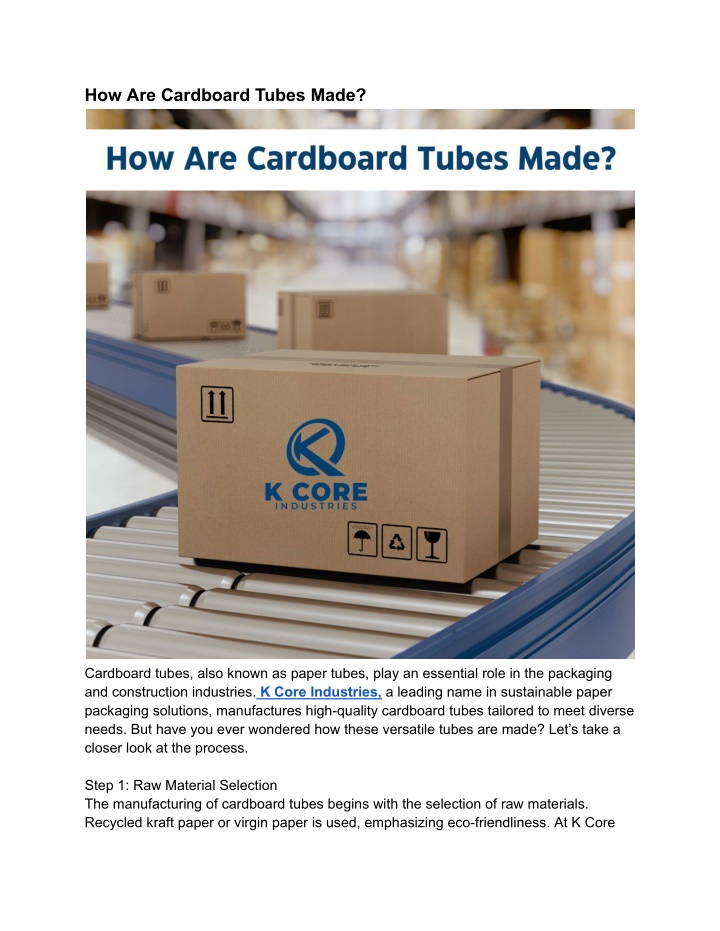 how are cardboard tubes made