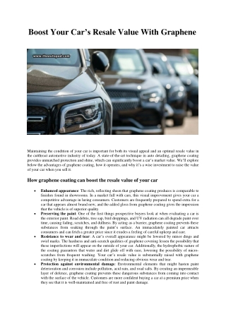 boost your car s resale value with graphene