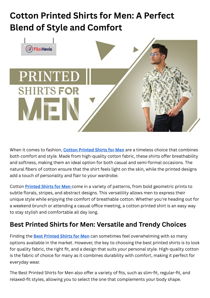 cotton printed shirts for men a perfect blend