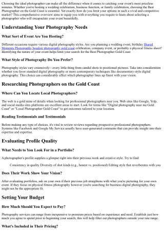 Exactly how to Pick the most effective Photographer for Your Following Occasion