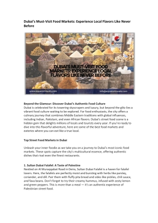 Dubai’s Must-Visit Food Markets Experience Local Flavors Like Never Before