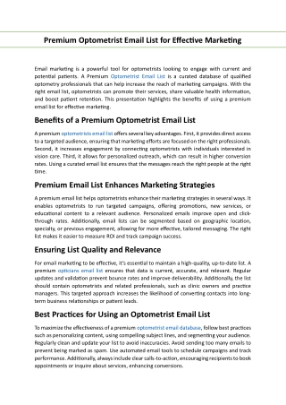 Premium Optometrist Email List for Effective Marketing