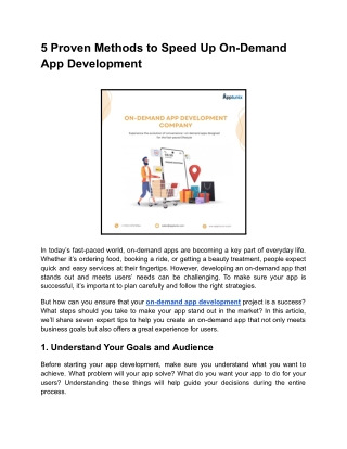 5 Proven Methods to Speed Up On-Demand App Development
