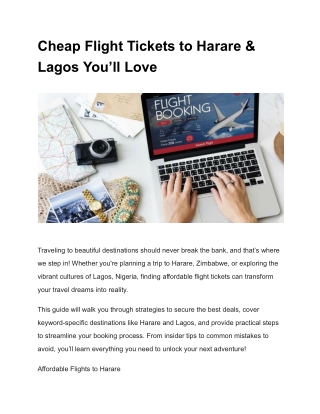 Cheap Flight Tickets to Harare & Lagos You’ll Love