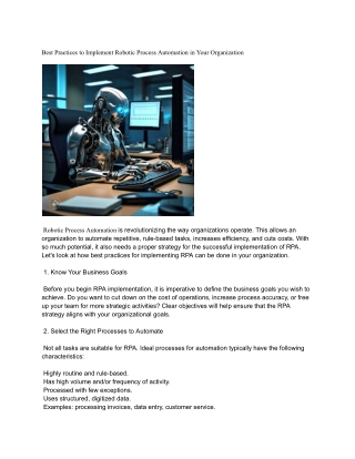best practices to implement robotic process