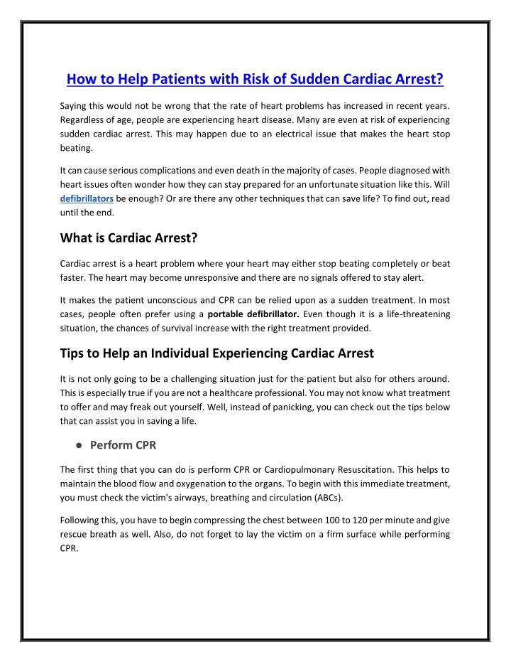 how to help patients with risk of sudden cardiac