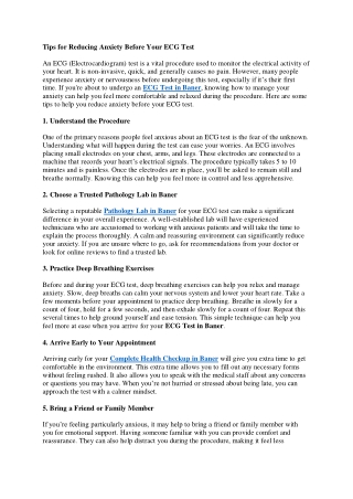 tips for reducing anxiety before your ecg test
