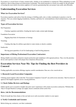 Excavation Services Near Me: Tips for Finding the Best Providers in Concord