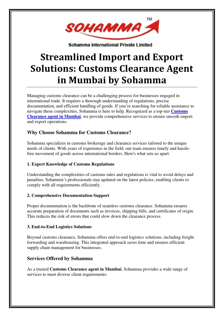 streamlined import and export solutions customs