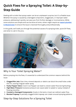 Quick Fixes for a Spraying Toilet A Step-by-Step Guide